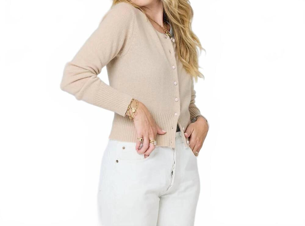 NEW KERRI ROSENTHAL women's charmed cardigan in latte